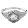 Vintage Inspired Hexagon Halo Diamond Semi-Mount Ring