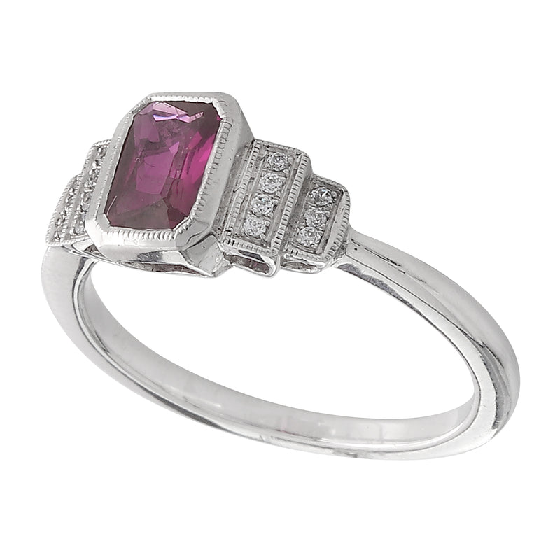 Vintage Inspired Diamond and Ruby Mount Ring