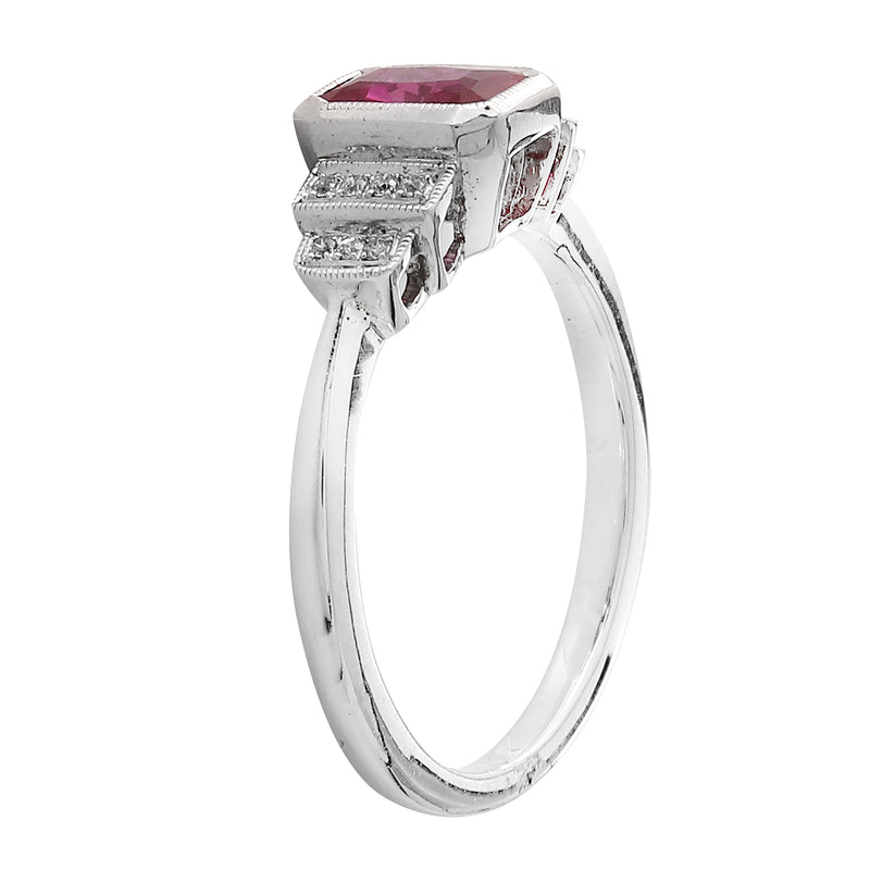Vintage Inspired Diamond and Ruby Mount Ring
