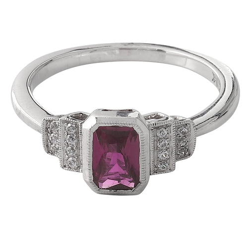 Vintage Inspired Diamond and Ruby Mount Ring