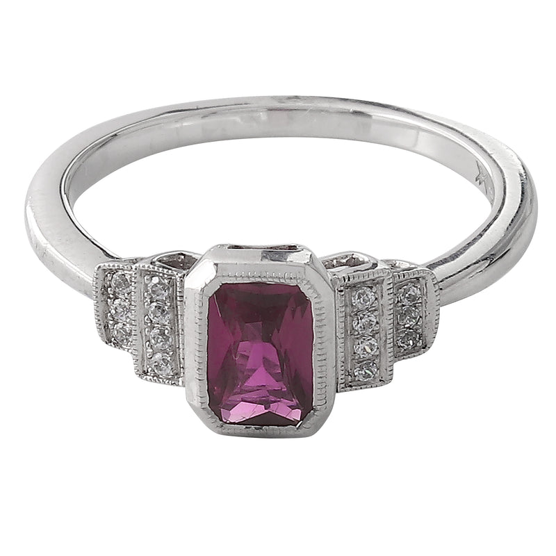 Vintage Inspired Diamond and Ruby Mount Ring