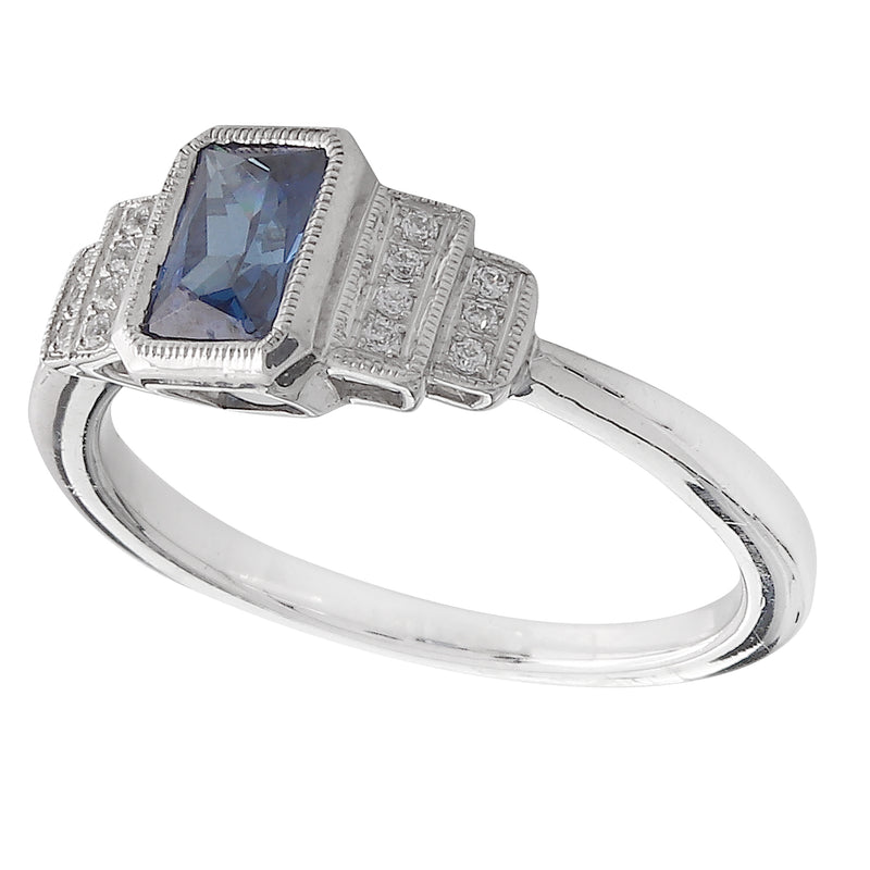 Vintage Inspired Diamond and Sapphire Mount Ring
