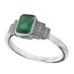 Vintage Inspired Diamond and Emerald Mount Ring