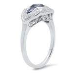 Vintage Inspired Diamond & Sapphire Mount White Gold Ring