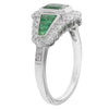 Art Deco Inspired Diamond, Emerald & Emerald Center Semi-Mount Ring