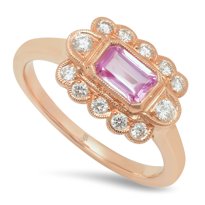 Diamond & Pink Sapphire Mount Rose Gold Ring