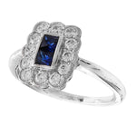 Diamond & Sapphire Princess Cut Center Mount Ring