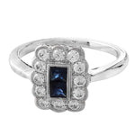 Diamond & Sapphire Princess Cut Center Mount Ring