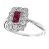 Diamond & Ruby Princess Cut Center Mount Ring