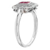 Diamond & Ruby Princess Cut Center Mount Ring