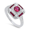 French Cut Ruby and Diamond Fashion Mount Ring