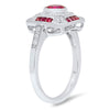 French Cut Ruby and Diamond Fashion Mount Ring