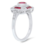 French Cut Ruby and Diamond Fashion Mount Ring