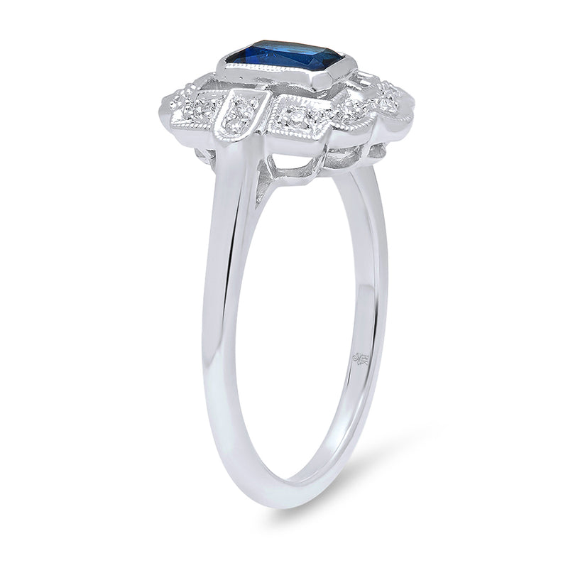 Vintage Inspired Diamond & Sapphire Semi-Mount Ring