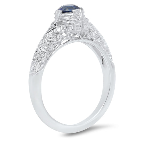 Vintage Inspired Diamond & Sapphire Mount Ring