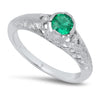 Vintage Inspired Diamond & Emerald Mount Ring