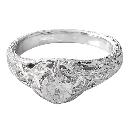 Vintage Inspired Rose Cut Diamonds Ring with Semi-Mount