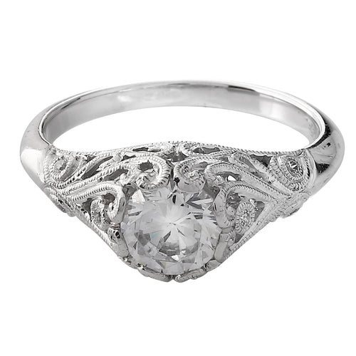 Vintage Inspired Diamond Engagement Semi-Mount Ring