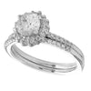 Diamond Halo Engagement Semi-Mount with Matching Diamond Band