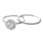 Diamond Halo Engagement Semi-Mount with Matching Diamond Band