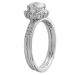 Diamond Halo Engagement Semi-Mount with Matching Diamond Band