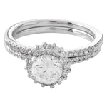 Diamond Halo Engagement Semi-Mount with Matching Diamond Band