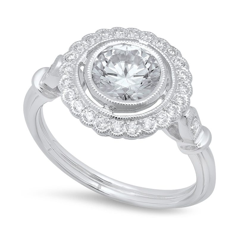 Diamond Halo Engagement Semi-Mount Ring