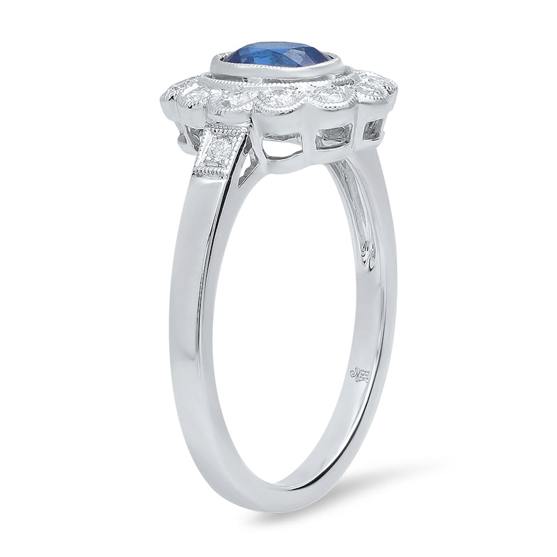 Diamond & Sapphire Semi-Mount Halo Ring