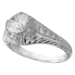 Vintage Inspired White Gold Ring Semi-Mount Ring