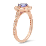 Vintage Inspired Diamond & Tanzanite Center Mount Ring