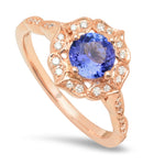 Vintage Inspired Diamond & Tanzanite Center Mount Ring