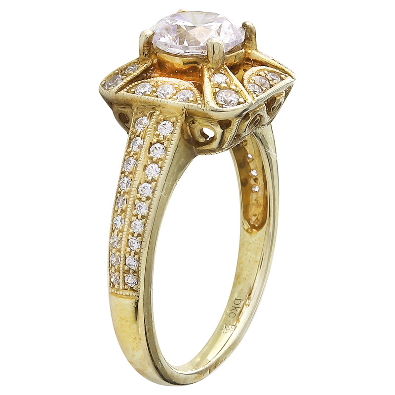 Vintage Inspired Round Engagement Semi-Mount Ring