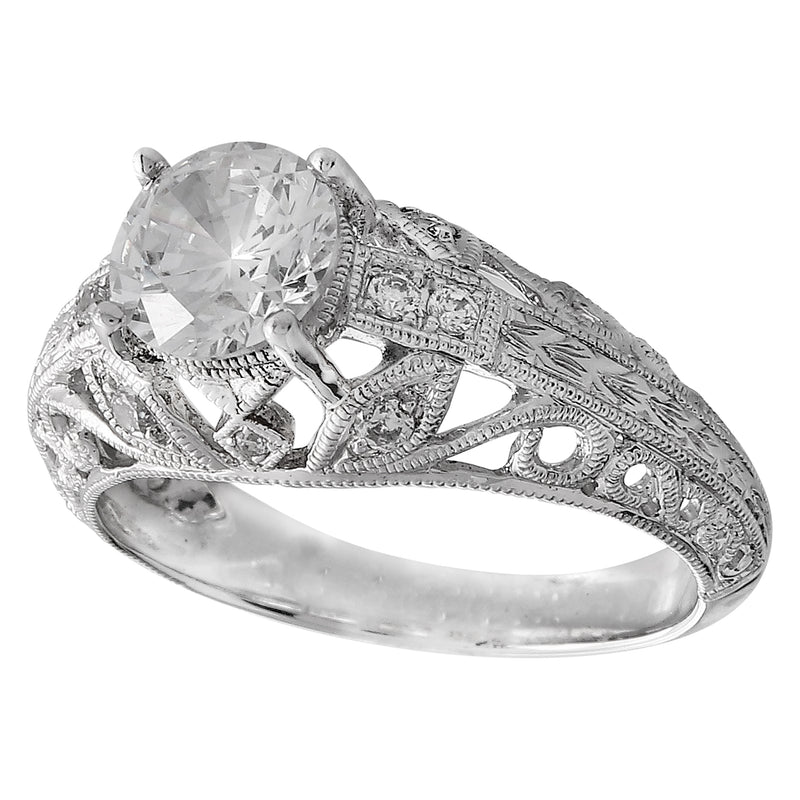 Vintage Inspired Round Engagement Semi-Mount Ring