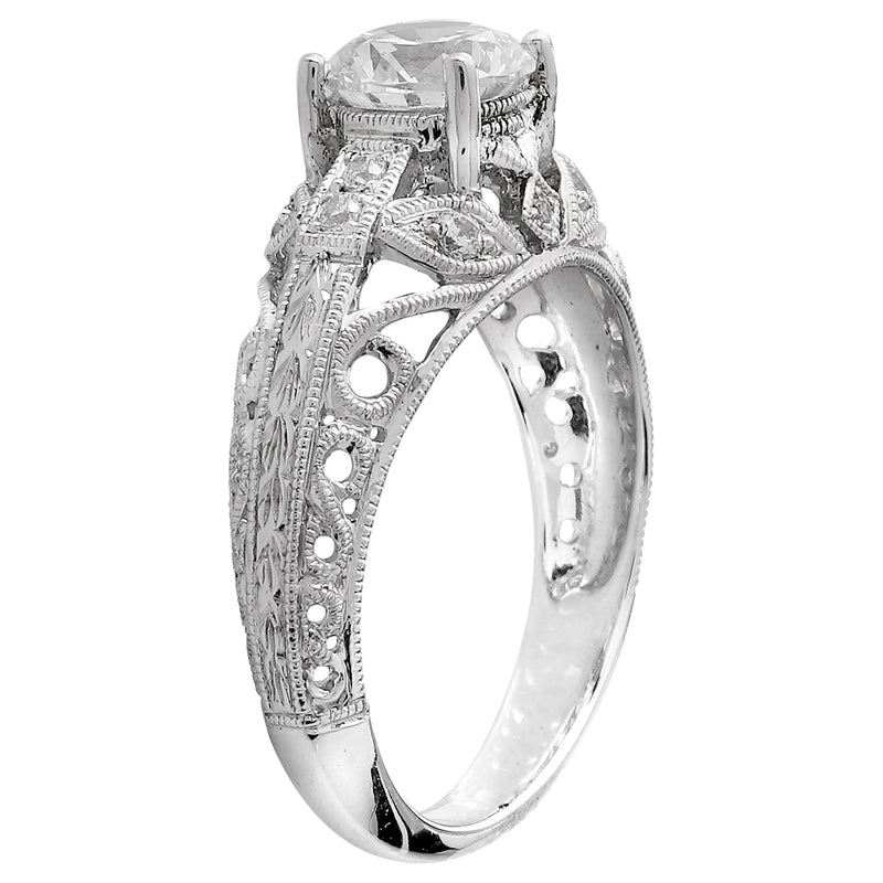 Vintage Inspired Round Engagement Semi-Mount Ring