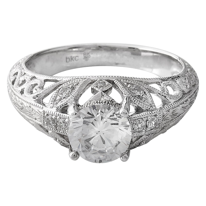 Vintage Inspired Round Engagement Semi-Mount Ring