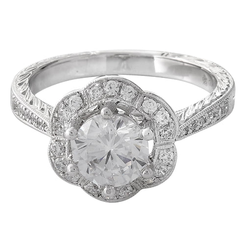Vintage Inspired Floral Engagement Semi-Mount