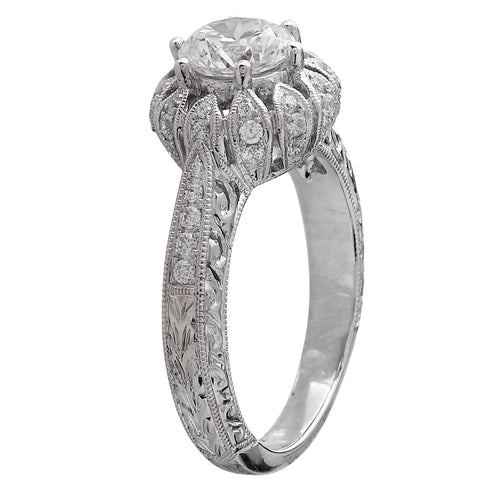 Vintage Inspired Diamond Engagement Semi-Mount Ring
