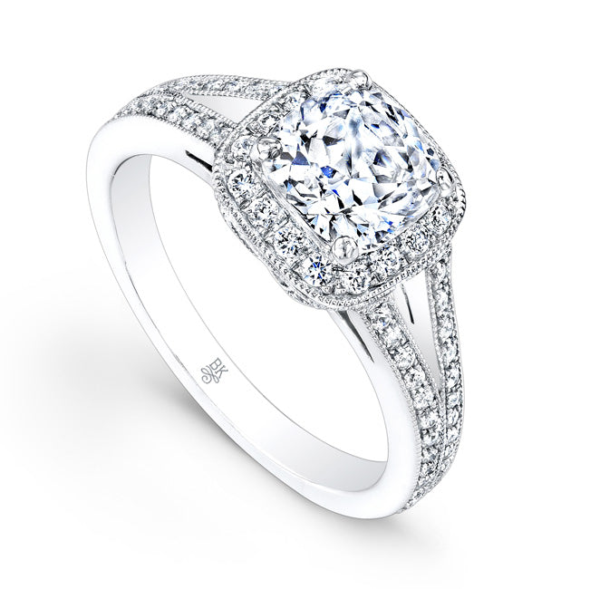 Vintage Inspired Halo Engagement Semi-Mount Ring