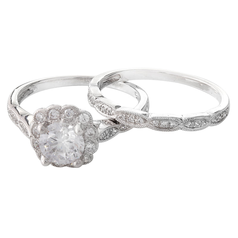 Diamond Band & Halo Engagement Semi-Mount Set