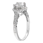 Diamond Flower Halo Engagement Semi-Mount Ring