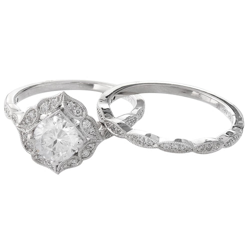 Diamond Halo Engagement Semi-Mount Ring