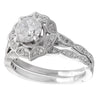 Floral Diamond Halo Engagement Semi-Mount Set