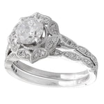 Floral Diamond Halo Engagement Semi-Mount Set