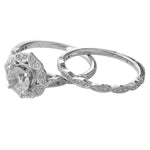 Floral Diamond Halo Engagement Semi-Mount Set