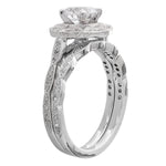 Floral Diamond Halo Engagement Semi-Mount Set