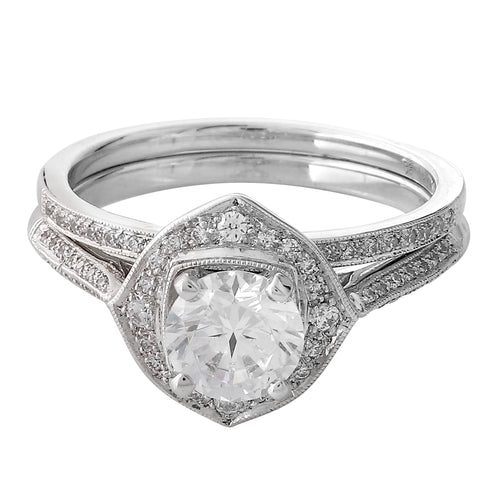 Diamond Halo Engagement Semi-Mount Set