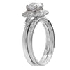 Diamond Flower Halo Engagement Semi-Mount Set