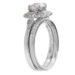 Diamond Flower Halo Engagement Semi-Mount Set