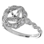 White Gold Diamond Halo Semi-Mount Ring