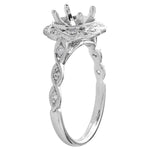 White Gold Diamond Halo Semi-Mount Ring